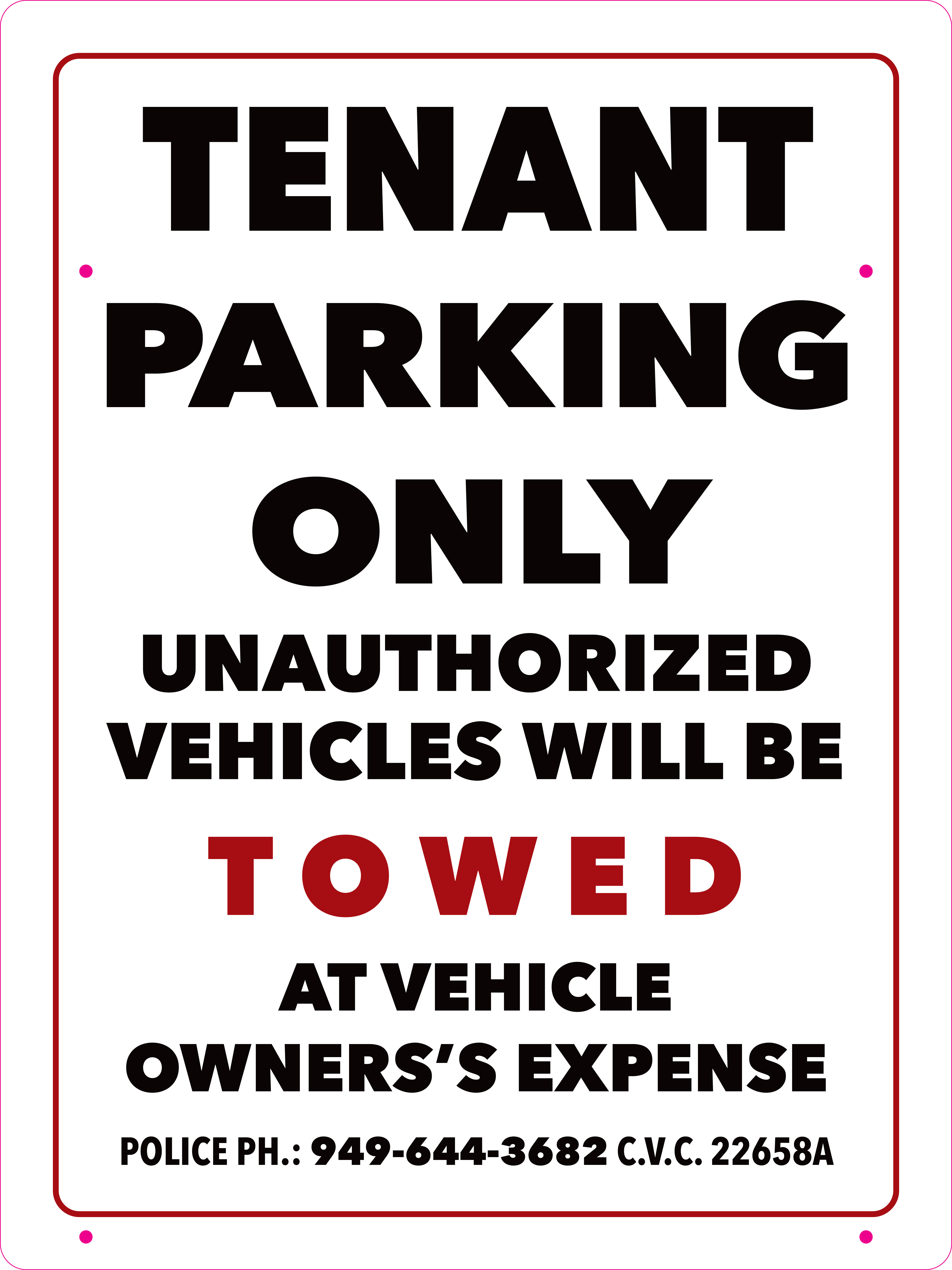 TENANTS ONLY NO PARKING SIGN